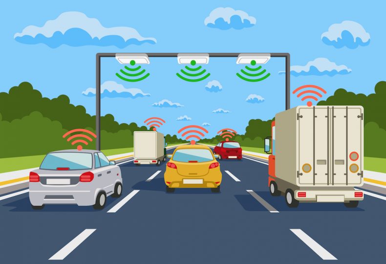 Highway communication system vector infographics